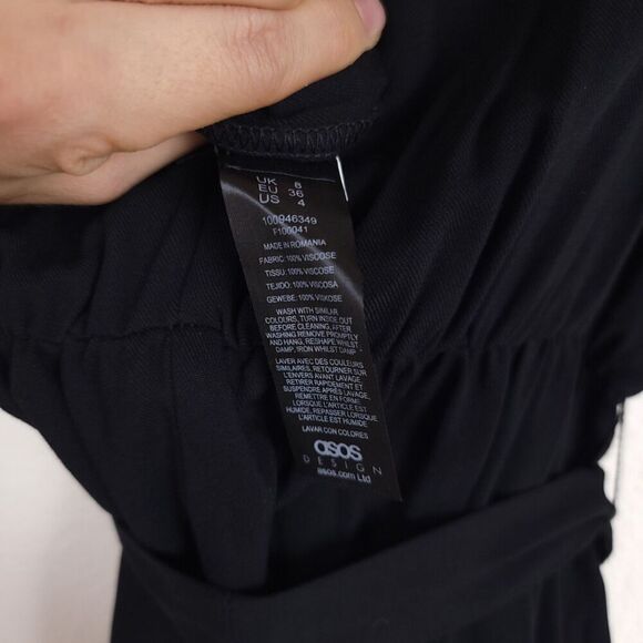 ASOS Dolman Sleeve Tie Waist Wide Leg Cut Out Maternity Jumpsuit Womens 4 Black - Picture 8 of 8